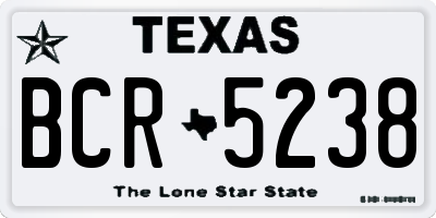 TX license plate BCR5238