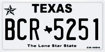 TX license plate BCR5251