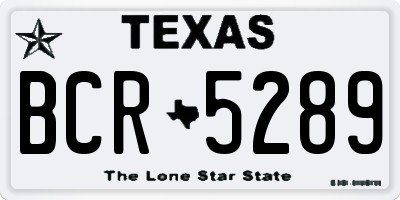 TX license plate BCR5289