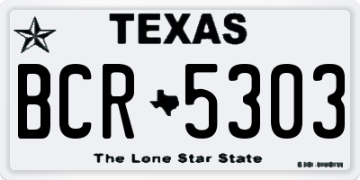TX license plate BCR5303