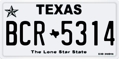 TX license plate BCR5314