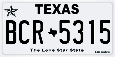 TX license plate BCR5315