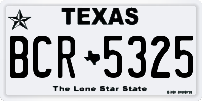 TX license plate BCR5325
