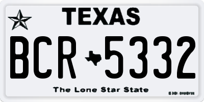 TX license plate BCR5332