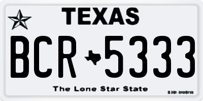 TX license plate BCR5333