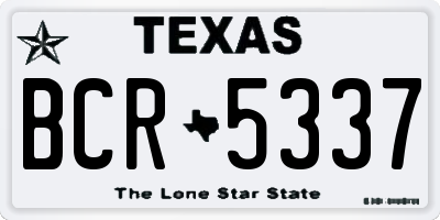 TX license plate BCR5337