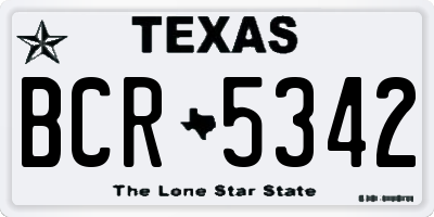TX license plate BCR5342