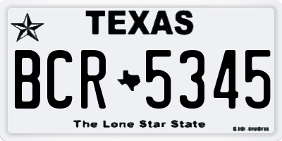 TX license plate BCR5345