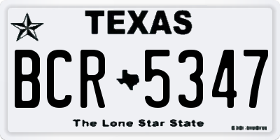 TX license plate BCR5347