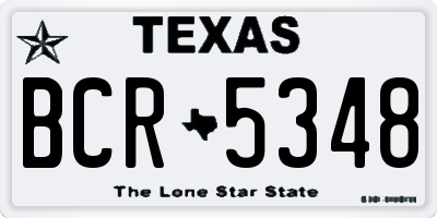 TX license plate BCR5348
