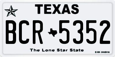 TX license plate BCR5352