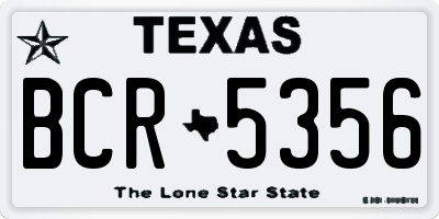 TX license plate BCR5356