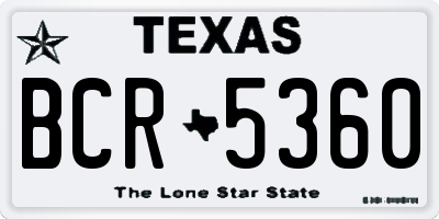 TX license plate BCR5360