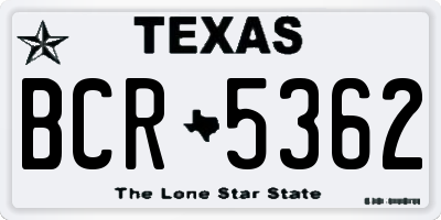 TX license plate BCR5362