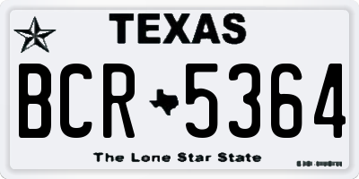 TX license plate BCR5364