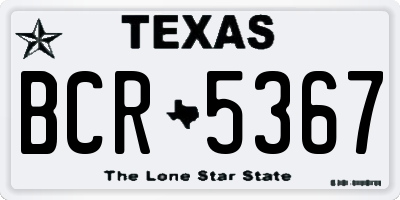 TX license plate BCR5367