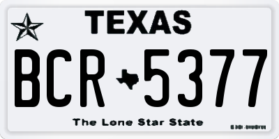 TX license plate BCR5377