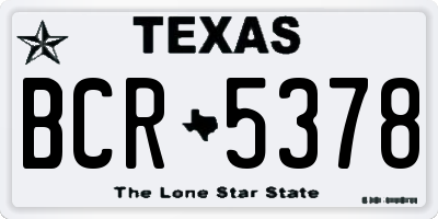 TX license plate BCR5378