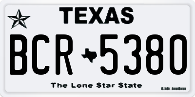 TX license plate BCR5380