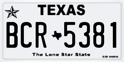 TX license plate BCR5381