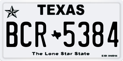 TX license plate BCR5384