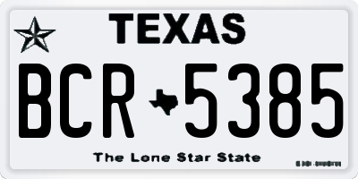 TX license plate BCR5385