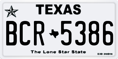 TX license plate BCR5386