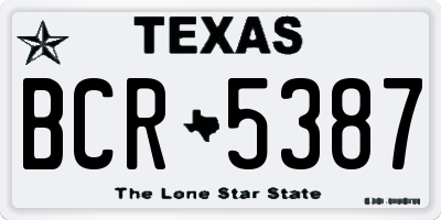 TX license plate BCR5387
