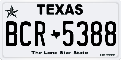 TX license plate BCR5388