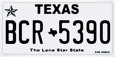 TX license plate BCR5390