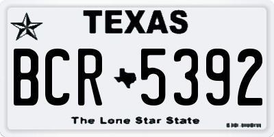 TX license plate BCR5392