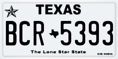 TX license plate BCR5393