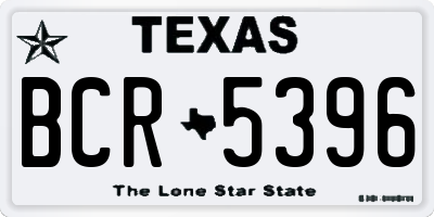 TX license plate BCR5396