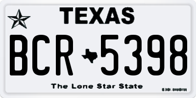 TX license plate BCR5398