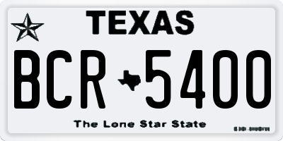 TX license plate BCR5400