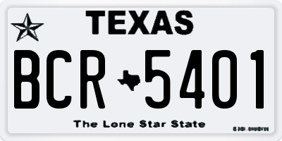 TX license plate BCR5401