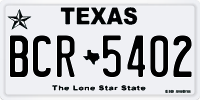 TX license plate BCR5402