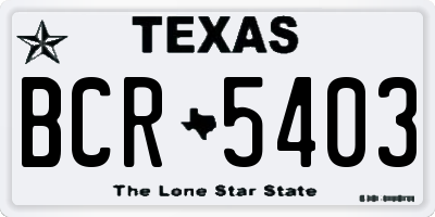 TX license plate BCR5403