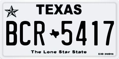 TX license plate BCR5417