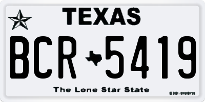 TX license plate BCR5419