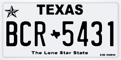 TX license plate BCR5431