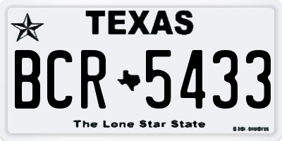 TX license plate BCR5433