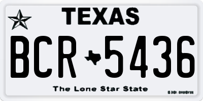 TX license plate BCR5436