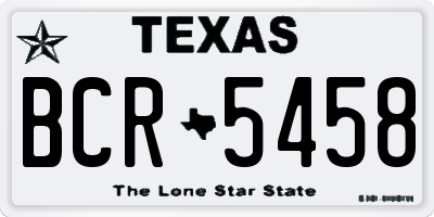 TX license plate BCR5458