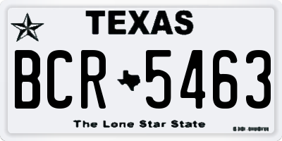 TX license plate BCR5463