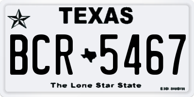 TX license plate BCR5467