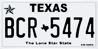 TX license plate BCR5474