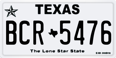 TX license plate BCR5476