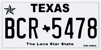 TX license plate BCR5478