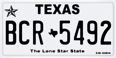 TX license plate BCR5492